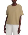 Eileen Fisher Cuffed Sleeve Cotton Crewneck T-shirt In Green