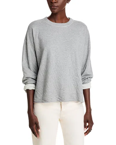 Eileen Fisher Crewneck Boxy Long Sleeve Top In Moon