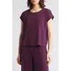 Eileen Fisher Crewneck Boxy Rib T-shirt In Blackberry