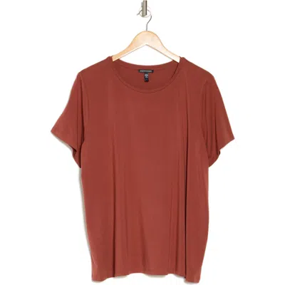 Eileen Fisher Crewneck Boxy Stretch Jersey T-shirt In Red