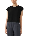 Eileen Fisher Cap Sleeve Crop T-shirt In Black