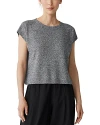Eileen Fisher Crewneck Cap Sleeve Tee In Black/ White