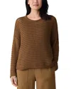 Eileen Fisher Crewneck Oversize Organic Cotton Sweater In Brown