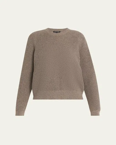 EILEEN FISHER CREWNECK COTTON-CASHMERE THERMAL KNIT TOP