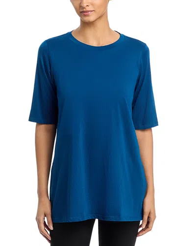 Eileen Fisher Crewneck Elbow Sleeve Easy Tunic In Blue