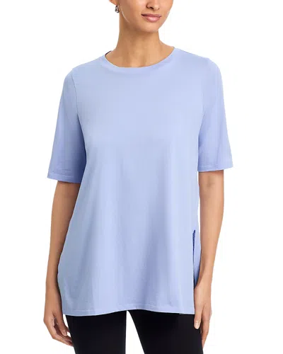 Eileen Fisher Crewneck Elbow Sleeve Easy Tunic In Blue
