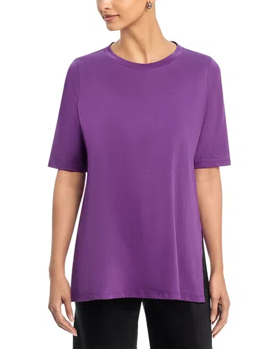 Eileen Fisher Crewneck Elbow Sleeve Easy Tunic In Purple