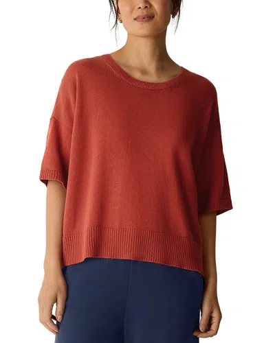 Eileen Fisher Crewneck Elbow Sleeve Sweater In Orange