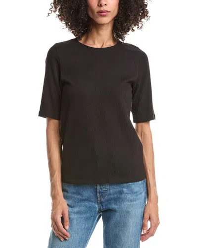 Eileen Fisher Crewneck Elbow Sleeve Top In Black