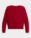 Eileen Fisher Crewneck Felted Wool Sweater In Red