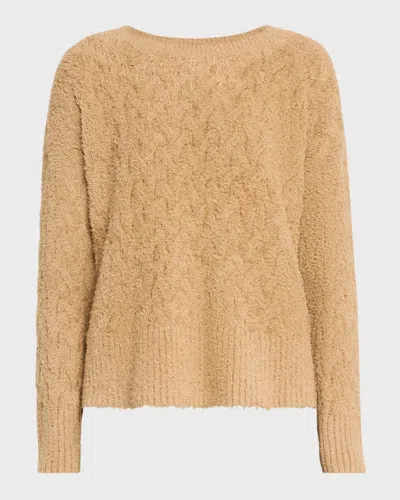 Eileen Fisher Crewneck Fringed Organic Cotton Sweater In Biscuit