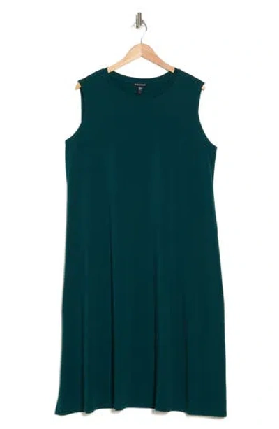 Eileen Fisher Crewneck Jersey Midi Dress In Deep Aegean