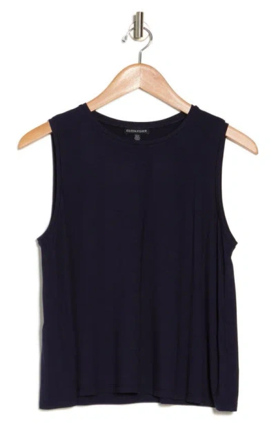 Eileen Fisher Crewneck Jersey Shell In Midnight