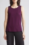 Eileen Fisher Crewneck Jersey Tank In Blackberry