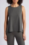 Eileen Fisher Crewneck Jersey Tank In Grove