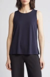 Eileen Fisher Crewneck Jersey Tank In Nocturne
