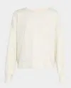 Eileen Fisher Crewneck Lightweight Ponte Sweatshirt In Almond