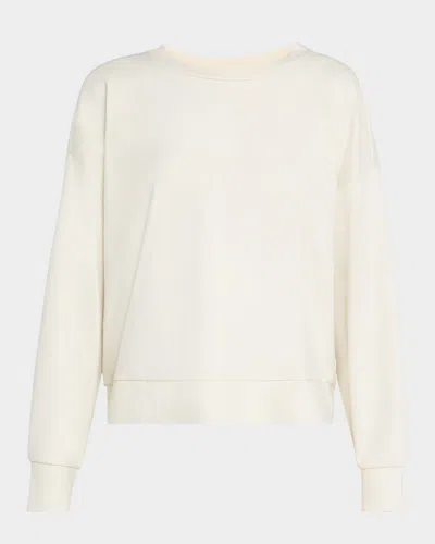 Eileen Fisher Crewneck Lightweight Ponte Sweatshirt In Almond