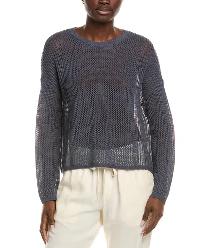 Eileen Fisher Crewneck Linen-blend Sweater In Blue