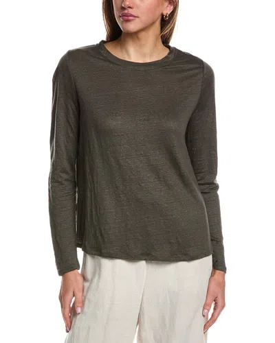 Eileen Fisher Crewneck Linen T-shirt In Green