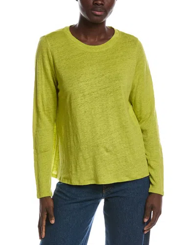 Eileen Fisher Crewneck Linen T-shirt In Green