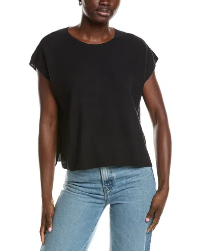 Eileen Fisher Crewneck Linen-blend Boxy Sweater In Black