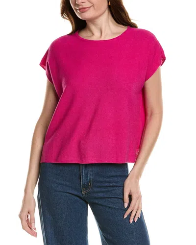 Eileen Fisher Crewneck Linen-blend Boxy Sweater In Pink