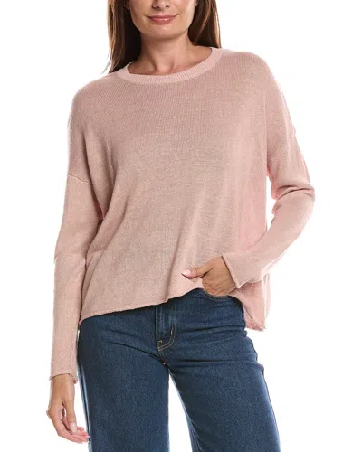 Eileen Fisher Crewneck Linen-blend Sweater In Pink
