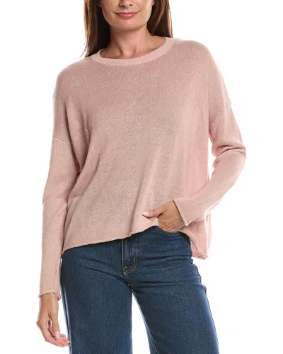 Eileen Fisher Crewneck Linen-blend Sweater In Pink