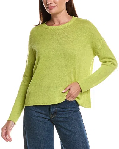 Eileen Fisher Crewneck Linen-blend Sweater In Yellow