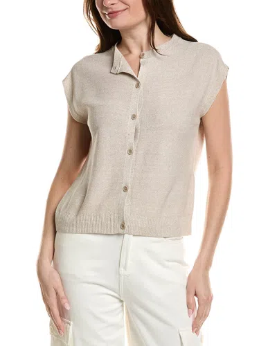 Eileen Fisher Crewneck Linen-blend Vest In Neutral