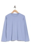 Eileen Fisher Crewneck Long Sleeve Boxy Top In Larkspur
