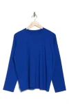 Eileen Fisher Crewneck Long Sleeve Boxy Top In Royal
