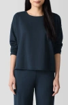 Eileen Fisher Crewneck Wool Sweater In Deep Adriatic