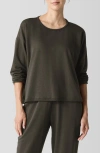 Eileen Fisher Crewneck Long Sleeve Crop Top In Wren