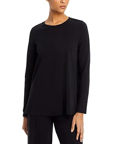 Eileen Fisher Crewneck Long Sleeve Tunic Top In Black