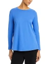 Eileen Fisher Crewneck Long Sleeve Tunic Top In Blue Star