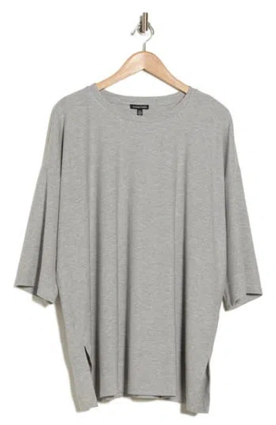 Eileen Fisher Crewneck Longline Boxy Top In Dark Pearl
