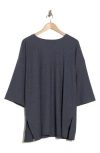 Eileen Fisher Crewneck Longline Boxy Top In Nocturne