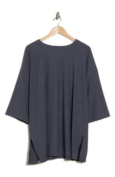 Eileen Fisher Crewneck Longline Boxy Top In Gray