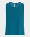Eileen Fisher Textured Sleeveless Silk Shell In Harbor
