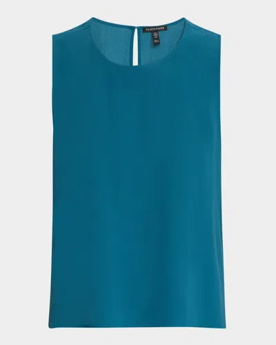EILEEN FISHER CREWNECK MATTE SILK GEORGETTE CREPE SHELL