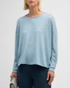 Eileen Fisher Crewneck Merino Wool Pullover In Frost