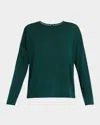 Eileen Fisher Crewneck Merino Wool Pullover In Pine