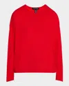Eileen Fisher Crewneck Merino Wool Pullover In Red Poppy