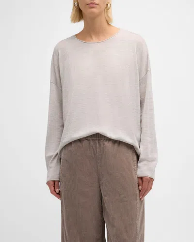 Eileen Fisher Crewneck Merino Wool Pullover In Sea Salt