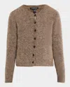 Eileen Fisher Crewneck Mohair-wool Cardigan In Taupe