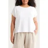 Eileen Fisher Raglan Short Sleeve Organic Cotton Jersey Top In White