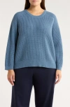 Eileen Fisher Crewneck Organic Cotton & Recycled Cashmere Sweater In Blue