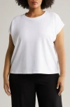 Eileen Fisher Crewneck Organic Cotton Blend Jersey T-shirt In White